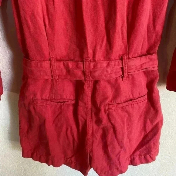 Current Elliott The Kaya Button-Front Long Sleep Utility Waist Tie Romper Size S - Picture 9 of 11